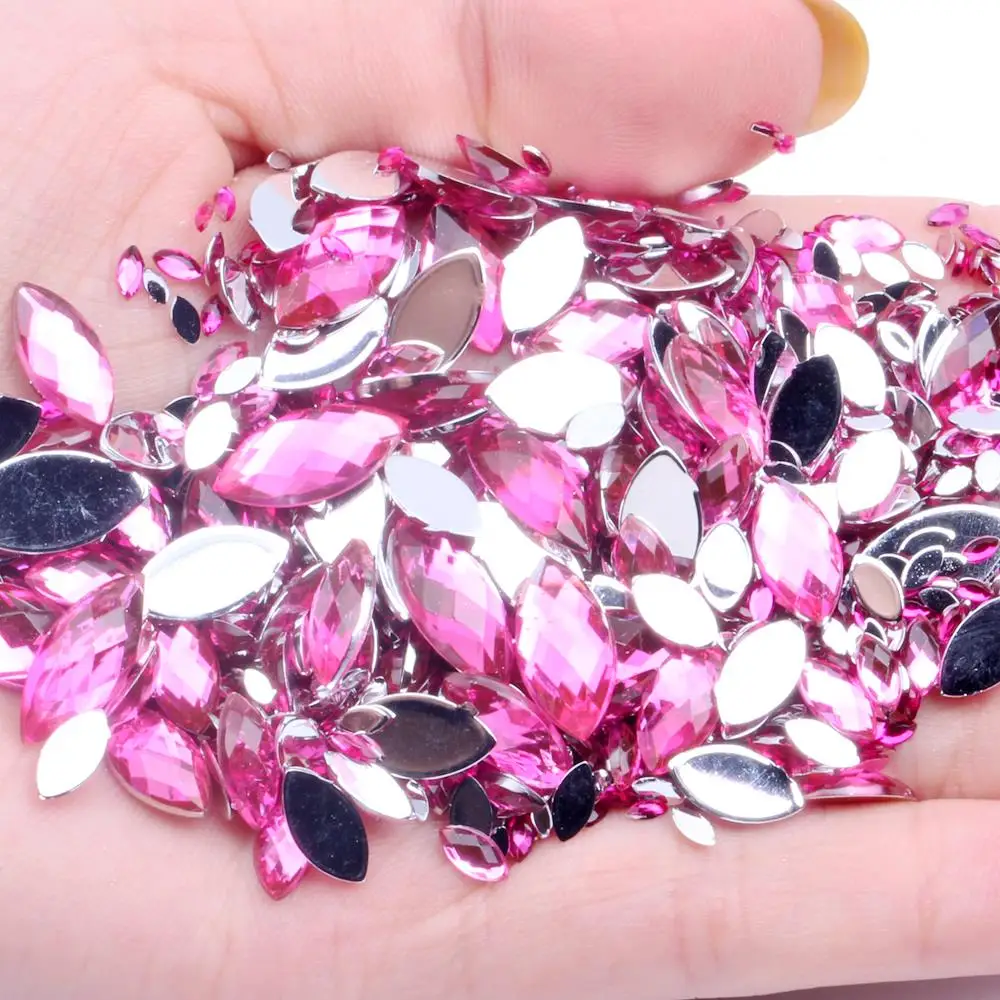 04 Pink 5x10 мм, 100 шт, наклейки для ногтей, граненая маркиза, грань земли, нормальные цвета, акриловые стразы, стразы, украшения для ногтей - Цвет: 04 Pink