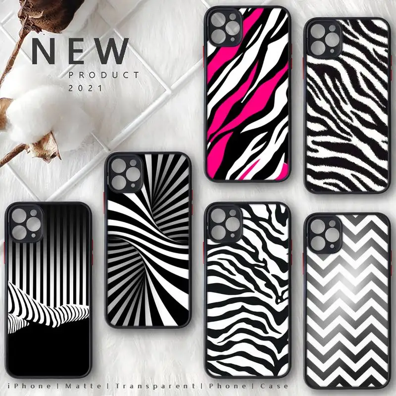 

Zebra black white stripes design Phone Case Matte Transparent for iphone 11 12 pro mini XS XR X max 7 8 plus TPU Mobile bags