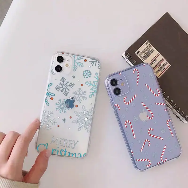 

Merry Christmas Phone Case Clear Transparent for iPhone 11 12 13 mini pro XS MAX 8 7 6 6S Plus X 5S SE XR 2020