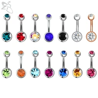 zs 5 14pcslot colorful 316l stainless steel belly ring set cz crystal belly button rings 14g navel piercing ombligo 58mm ball
