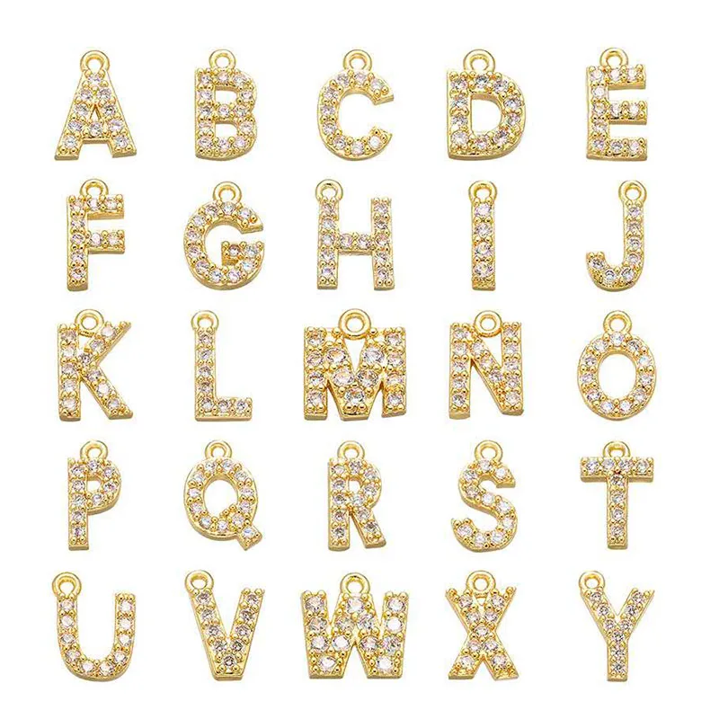 Крошечный Кулон с буквами на английском языке инкрустацией из циркона золотого и
