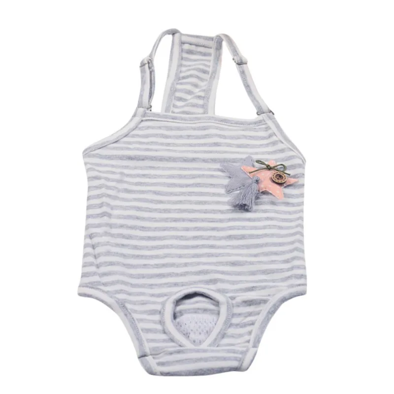 

Reusable Dog Diapers With Adjustable Strap Suspender Cotton Sanitary Stripe With Stars Wraps Panties For Female Pets