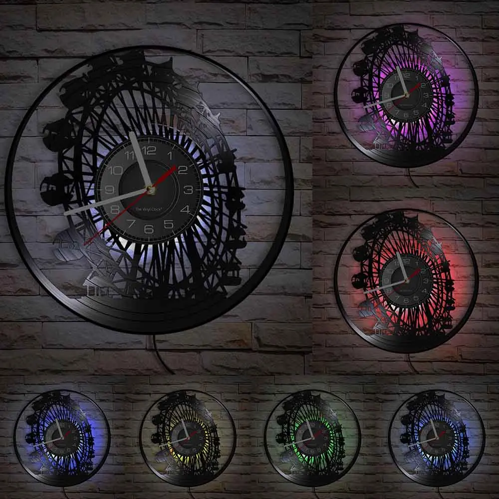 Лондонский глаз колесо обозрения виниловые часы с пластинкой неба Романтика