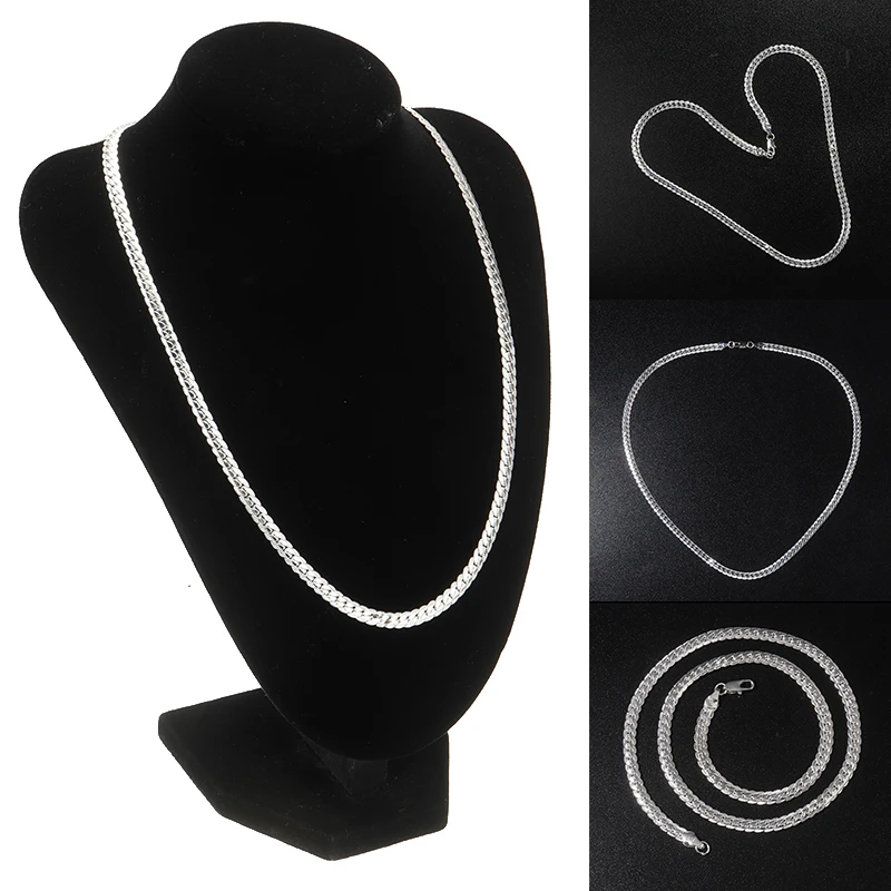 Мужская Посеребренная цепь в стиле панк ожерелье 5 мм 20 см мужская плоская