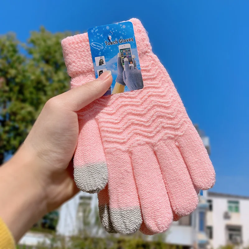 Новое поступление женские перчатки теплые вязаные для сенсорных экранов