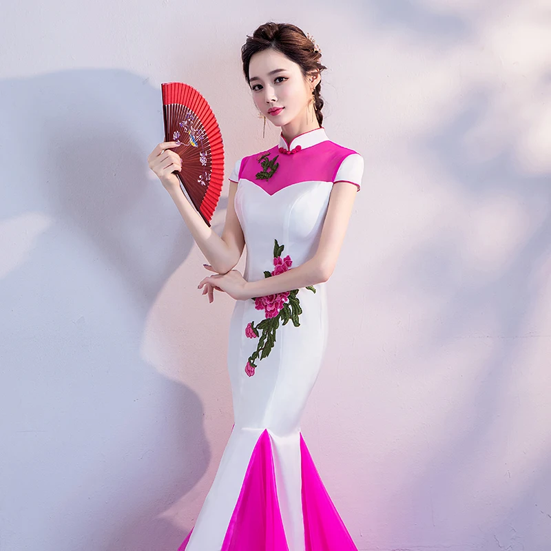 Женское платье Ципао длиной до пола для свадебной вечеринки Элегантное Длинное