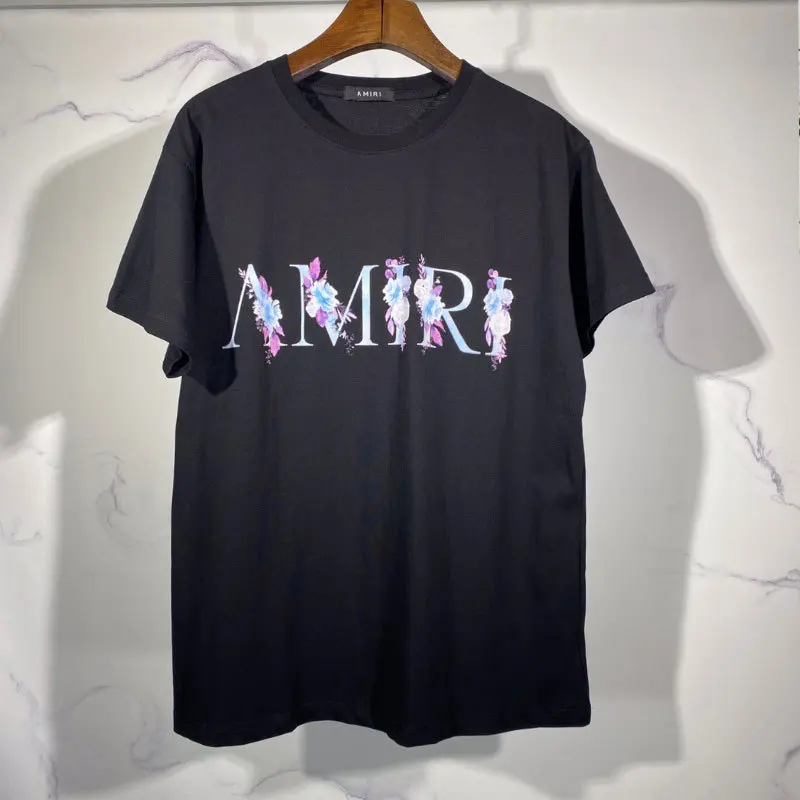 

Street fashion Amiri short sleeve T-shirt Amiri floral print Casual Short Sleeve T-shirt for men and women