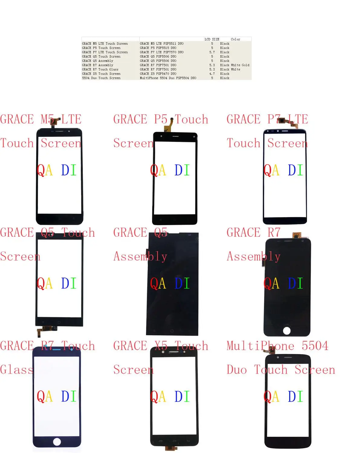 Сенсорный экран Экран ЖК-дисплей Дисплей в сборе для Prestigio GRACE M5 LTE P5 P7 Q5 R7 Стекло X5