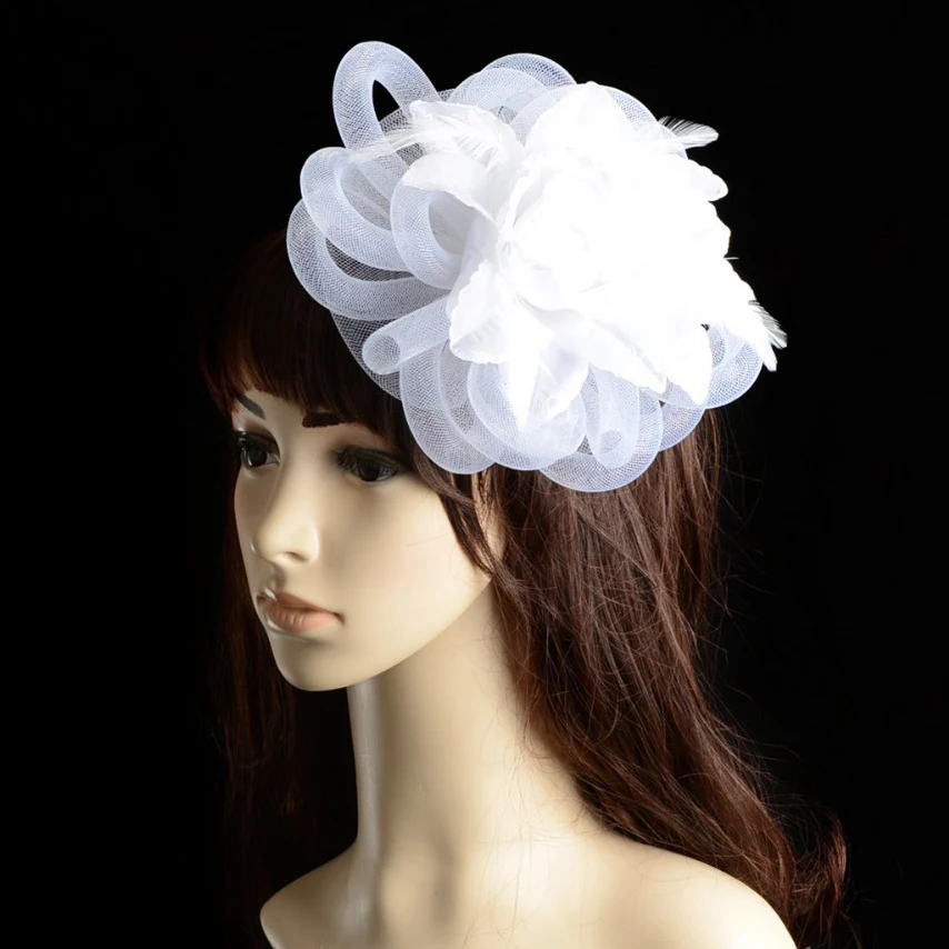 

Women Chic Sinamay Fascinator Hat Cocktail Wedding Party Church Headpiece Fashion Headwear Formal Feather Hair Accessories