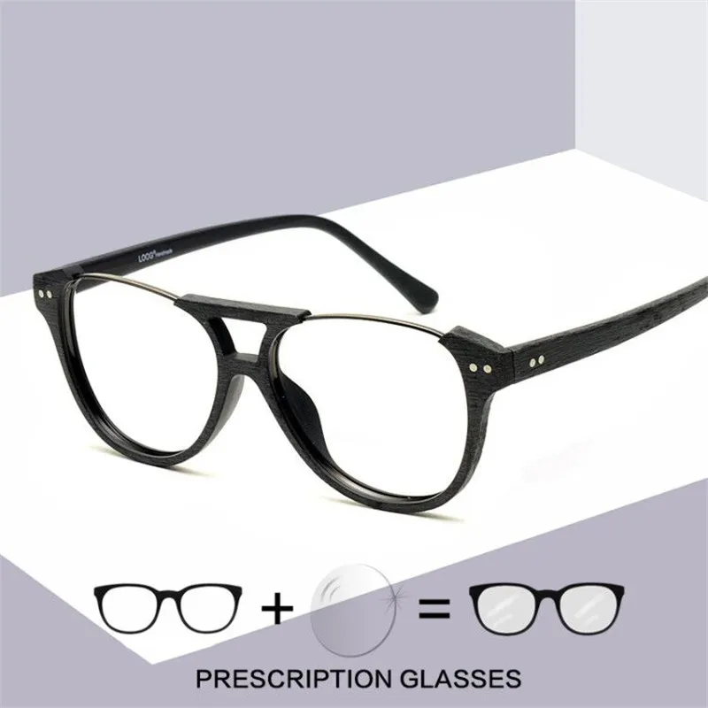 

Evove Optic Glasses Frames Install 1.56 Index Lens Myopia Eyeglasses Men Nerd Spectacles Vintage Retro Spectacles Fake Wooden