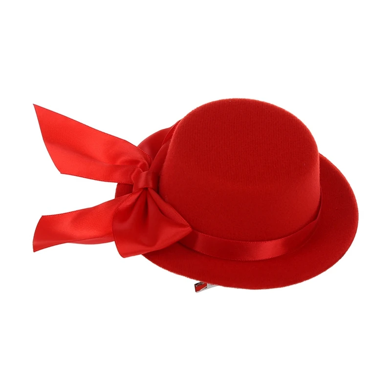 Женская мини шляпа Вуалетка Burlesque Millinery с бантом красная и белая перьевая из