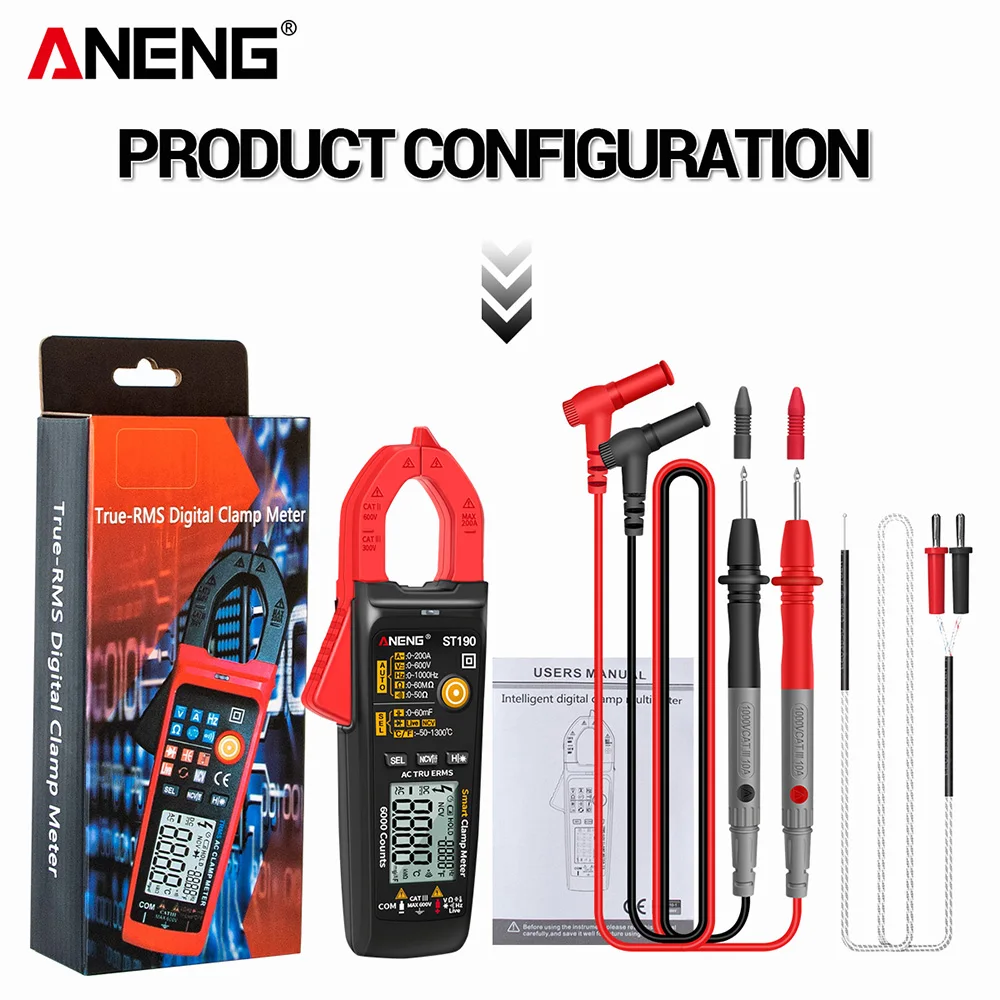 ANENG Clamp Meter 6000 Counts True RMS Digital Clamp Tester AC/DC Current Voltmeter Auto Range High Precision Multimeter peakmeter pm2028a pm2028b pm2028s clamp multimeter true effective value 1000a v digital current voltmeter multimeter measurement