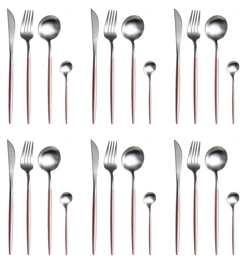 

24pcs Carry Bag Gift Box Stainless Steel Tableware Set Knife Fork Spoon Luxury Cutlery Set Gift Box Flatware Dishwasher Safe