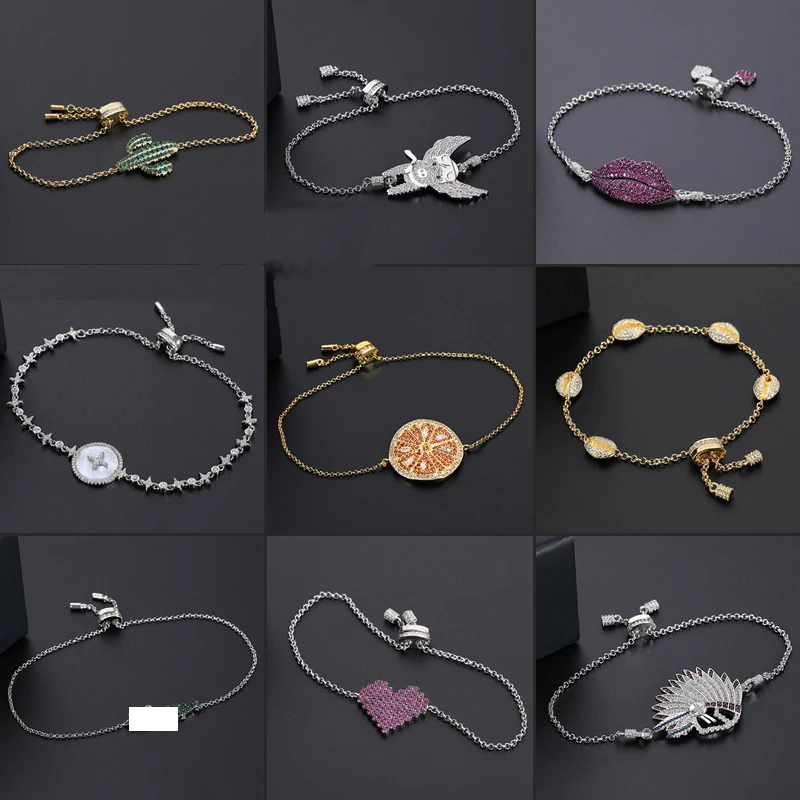 

925 Sterling Silver Bracelets Cactus Piggy Lips Heart Shape Alligator Freshwater Pearls Fish Luxury Brand Zircon Monaco Jewelry