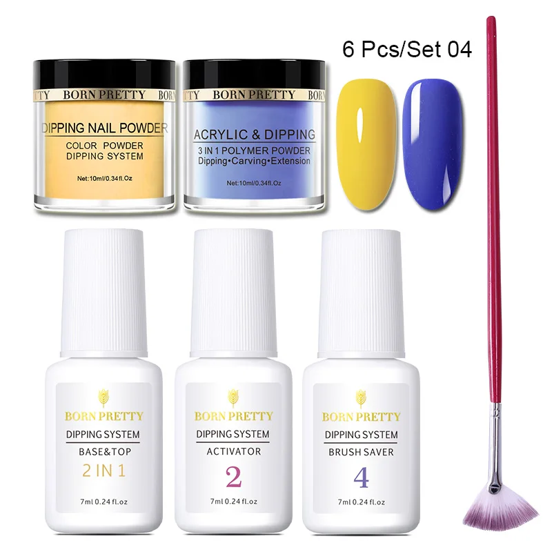 Set 4 BORN PRETTY 6 шт. погружающийся порошок для ногтей набор голографический розовый Dip блеск для ногтей порошок пигмент украшения для ногтей - Цвет: Set 4