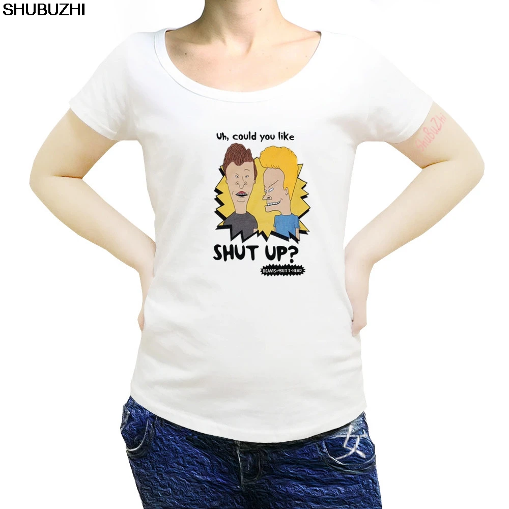 

new arrived BEAVIS AND BUTTHEAD SHUT UP women T SHIRT summer fashion casual T Shirt O-Neck cotton short sleeve sbz1269