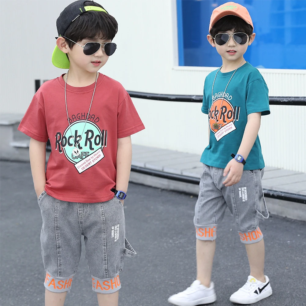 

Children's clothing Boys' summer suit Summer short sleeve 2-piece set for children aged over 8 children's clothing boys Boy sets