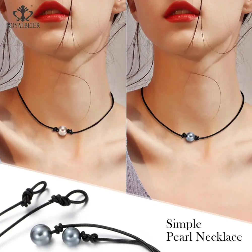 Новое поступление модное ожерелье чокер из черной натуральной кожи с имитацией