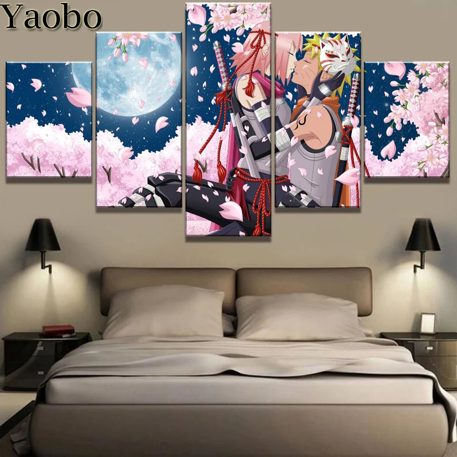 

Romantic cherry blossom cartoon couple Diamond Painting Cross Stitch 5 pcs Diamond Embroidery Full Square round drill Needlework