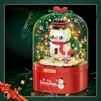 2021 winter village santa claus christmas tree snowman moc model building blocks bricks toys gifts