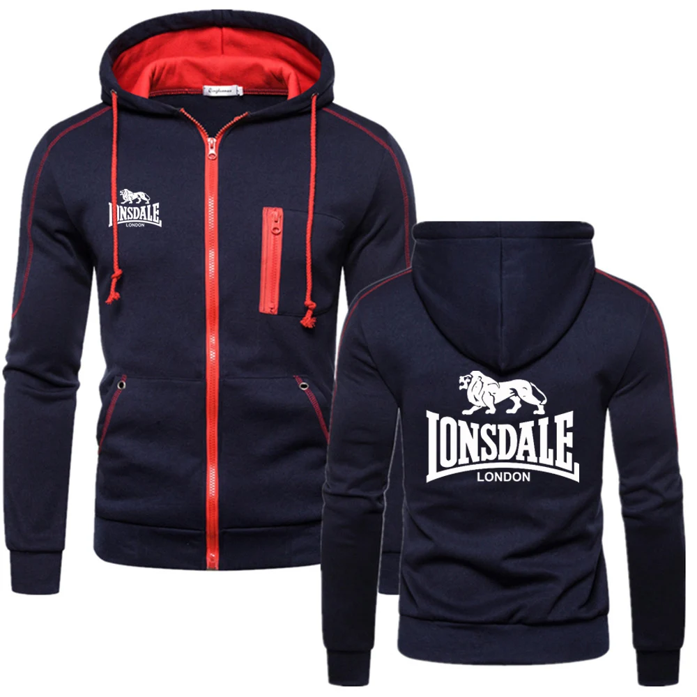 Новинка весна-осень 2021 мужская куртка Lonsdale Спортивная толстовка с капюшоном в стиле хип-хоп Мужская Флисовая спортивная одежда толстовка н...