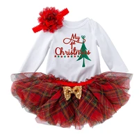 2022 girl xmas tutu dress plaid princess girls birthday dress toddler baby my 1st christmas party outfits children kids clothes