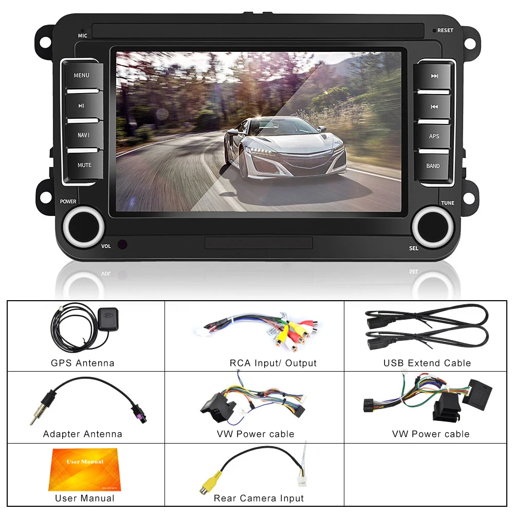 Podofo 2din Android автомобильный Радио для Volkswagen 7 &quotGPS Wifi FM Авторадио 2DIN мультимедийный