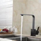 Смесители для кухни, латунный кухонный кран для раковины, поворотный на 360 градусов, смеситель с одним держателем, черный смеситель с одним отверстием