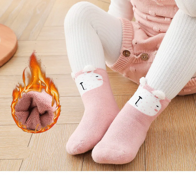

3 Pairs/lot 0 to 4 Years Winter Warm Terry Socks For Baby Girls Boys Cute Animal Newborn Socks Thicken Toddlers Baby Stuff