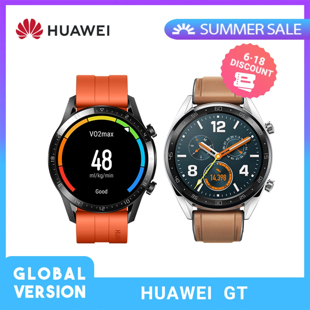 В наличии глобальная версия HUAWEI часы GT водонепроницаемый смарт сна сердечного