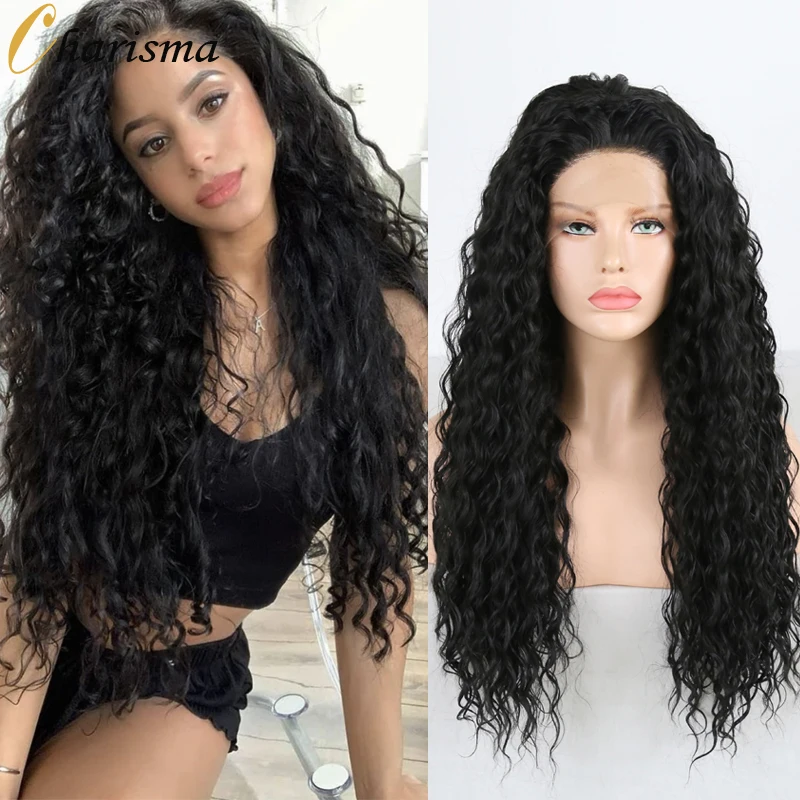 Термостойкий парик из синтетических волос Charisma фронтальный для чернокожих