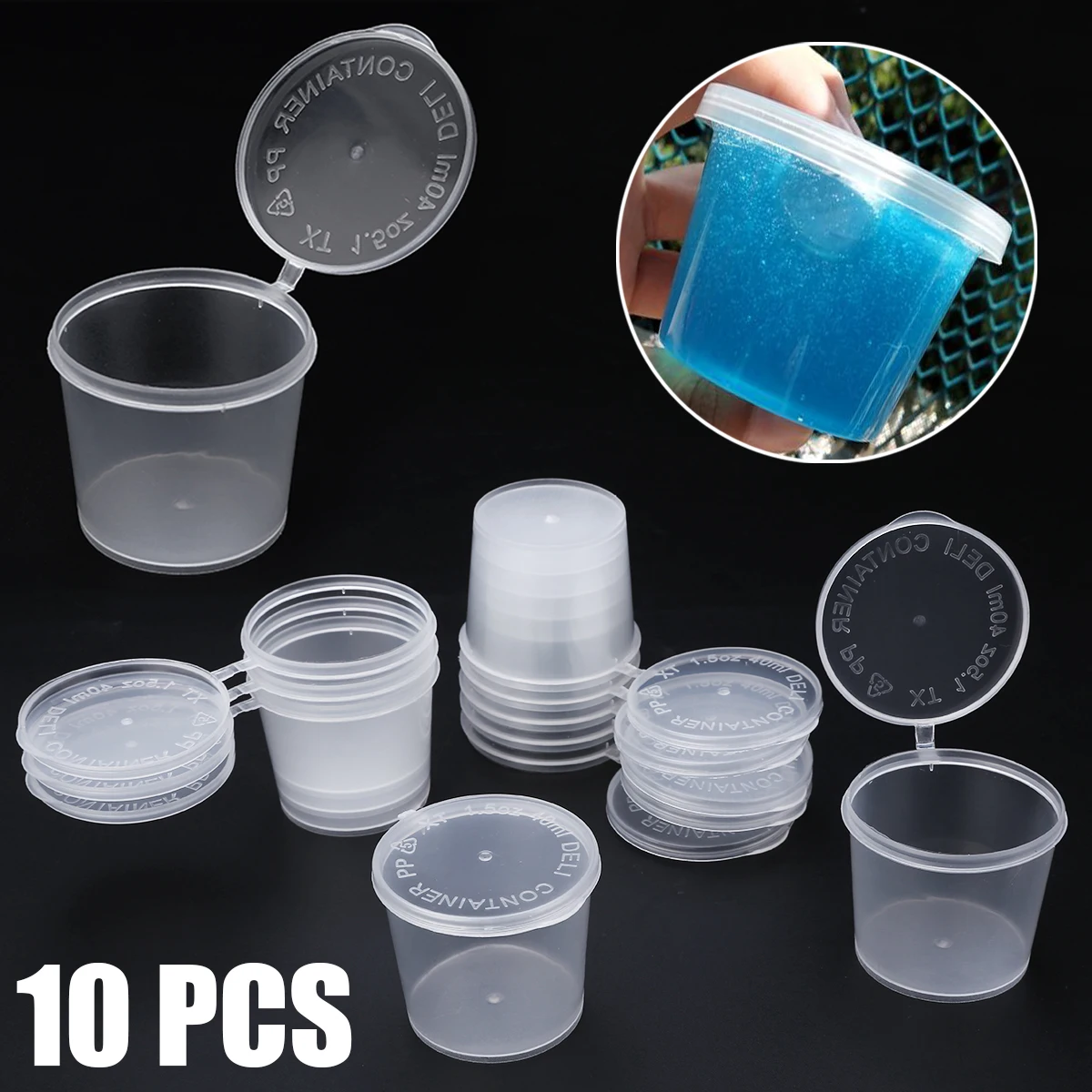 10PCS 40ml 10 шт. Slime глина коробка для хранения 25/40/50/80 мл круглый контейнер для хранения с крышкой - Цвет: 10PCS 40ml