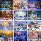 Алмазная вышивка пейзажа 5D DIY, Зимний снег, круглые стразы, мозаика, пейзаж, вышивка крестиком