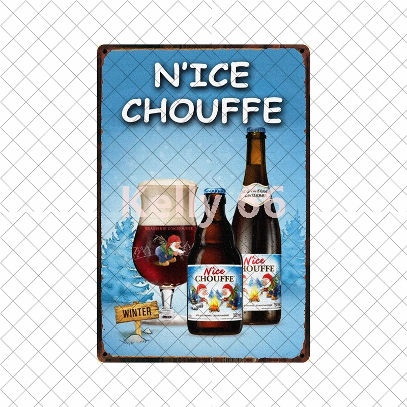 [Kelly66] бельгийское пиво La Mc Cherry Nice CHouffe Bok жестяное искусство металлический знак