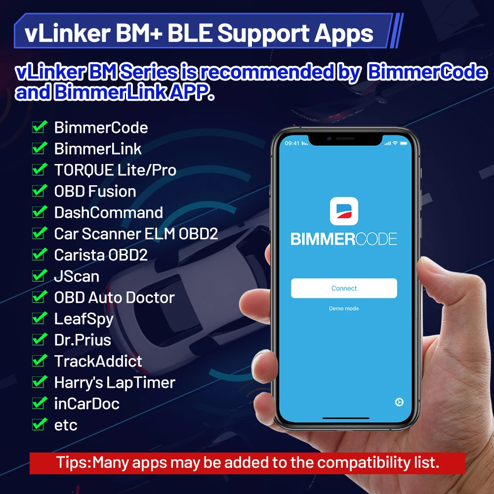 Автомобильный диагностический сканер Vgate vLinker BM + ELM327 V2.2 для BMW BT 4 0 wifi OBD 2 OBD2 ELM 327