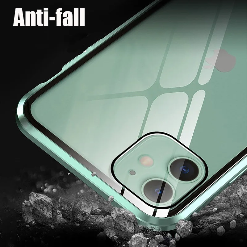 360 Magnetic Adsorption Glass Anti Peep Privacy Case For iphone 11 Pro Max iPhone X XR XS 6 6S 7 8 Plus Protective Cases | Мобильные