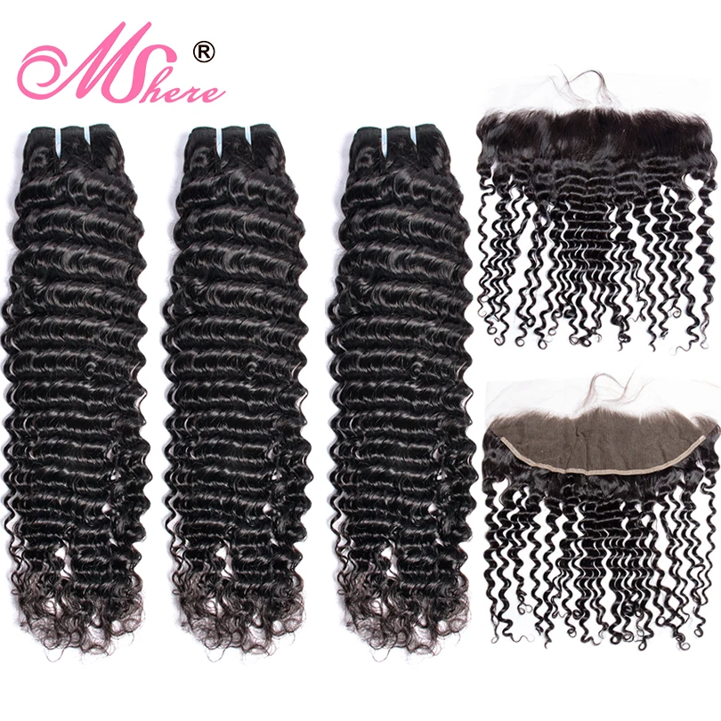 Человеческие волосы пучки с кружевной фронтальной застежкой перуанские волос