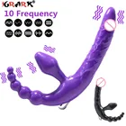 10 скоростей, без бретелек, Женский Двойной вибрирующий массажер для точки G, для взрослых, Анальный массажер для простаты