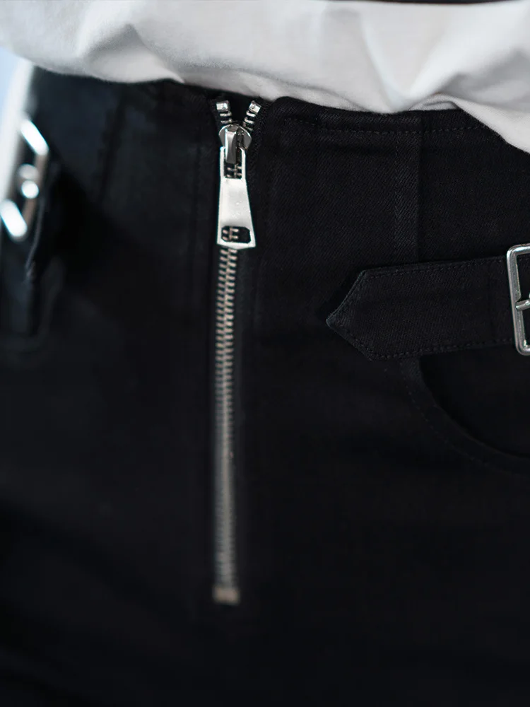 PUNK RAVE Girl's Punk Black Stretch Jeans Skinny Jeans High Waist  Personality Women Pencil Pants  Streetwear