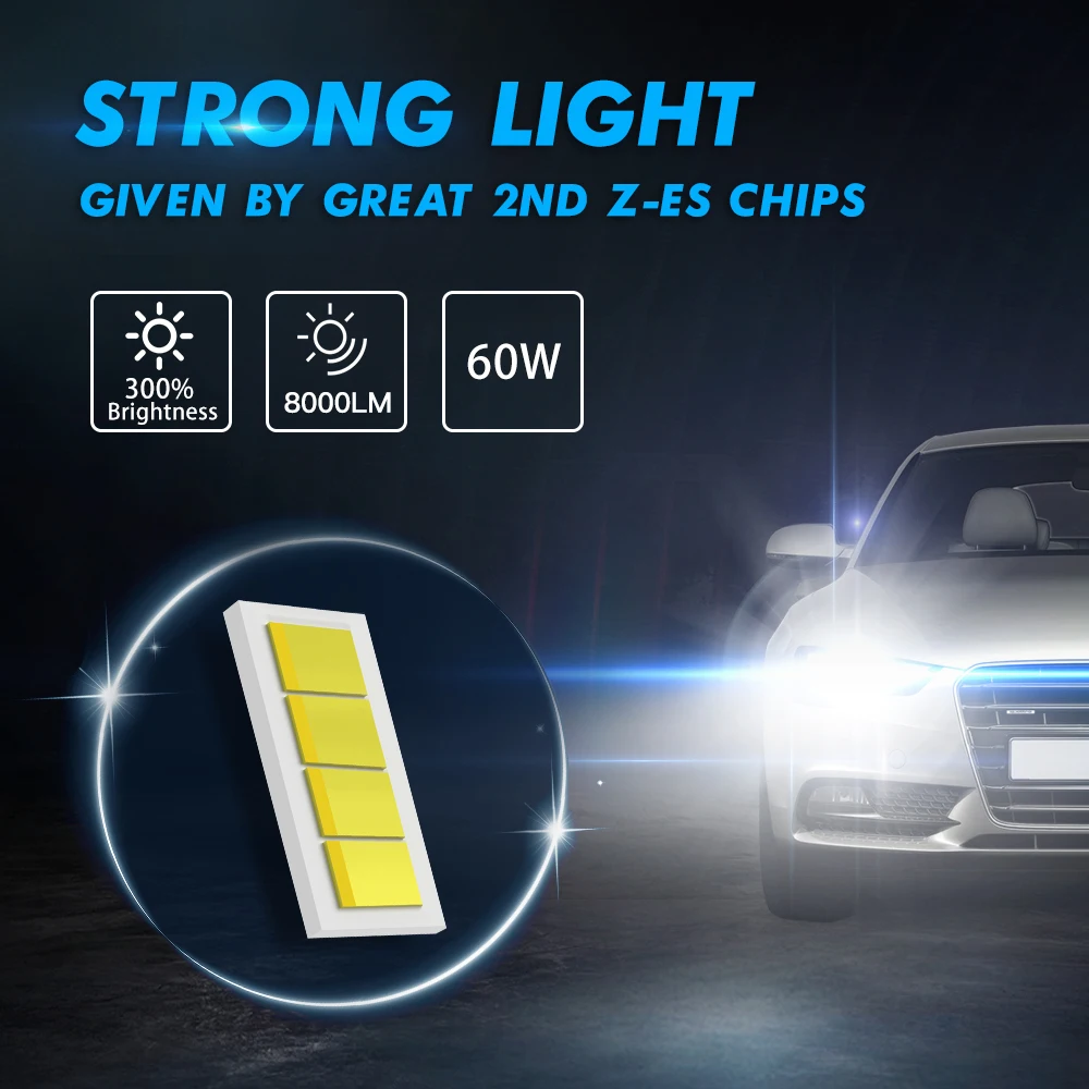Светодиодные фары Bevinsee H7 LED H4 HB3 HB4 светодиодные H13 HB5 9007 H8 автомобильные 6500K лм 2 шт. |