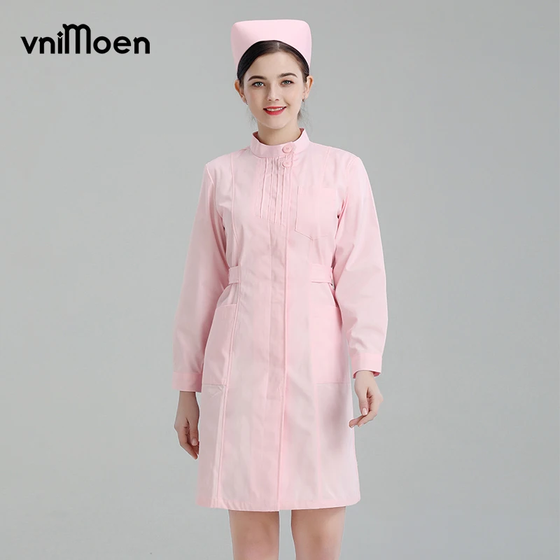 Uniforme médico y enfermero para mujer, abrigo de laboratorio, color rosa, azul y blanco, 3 colores
