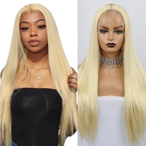 613 Color T Lace Front Wigs Heat Resistant Fiber Silky Long Straight Wigs Cosplay Synthetic Lace Frontal Wigs For Black Women