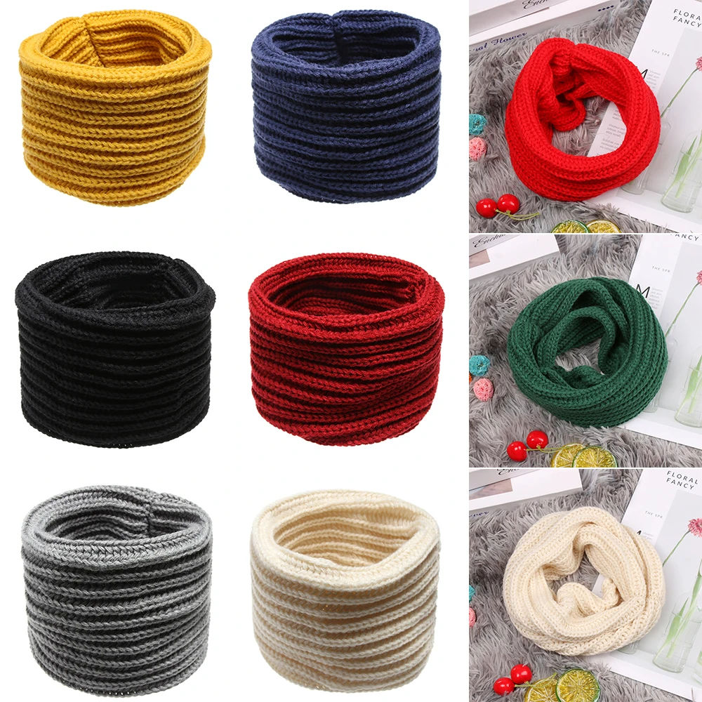 Новинка зимы Теплые шарфы для маленьких девочек Модный вязаный шарф с воротником