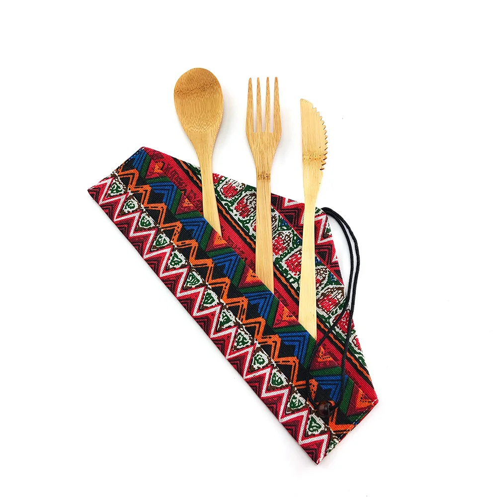 

Bamboo Cutlery Set Travel Cutlery Set Eco Friendly Flatware Set Knife, Fork, Spoon and Straw Wooden Cutlery Set Camping Cutlery