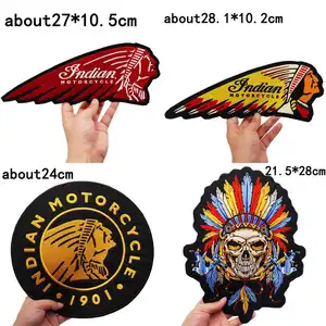 Большой индийский череп, забавные байкерские нашивки с вышивкой в стиле панк-рок для майки, шапки, джинсов