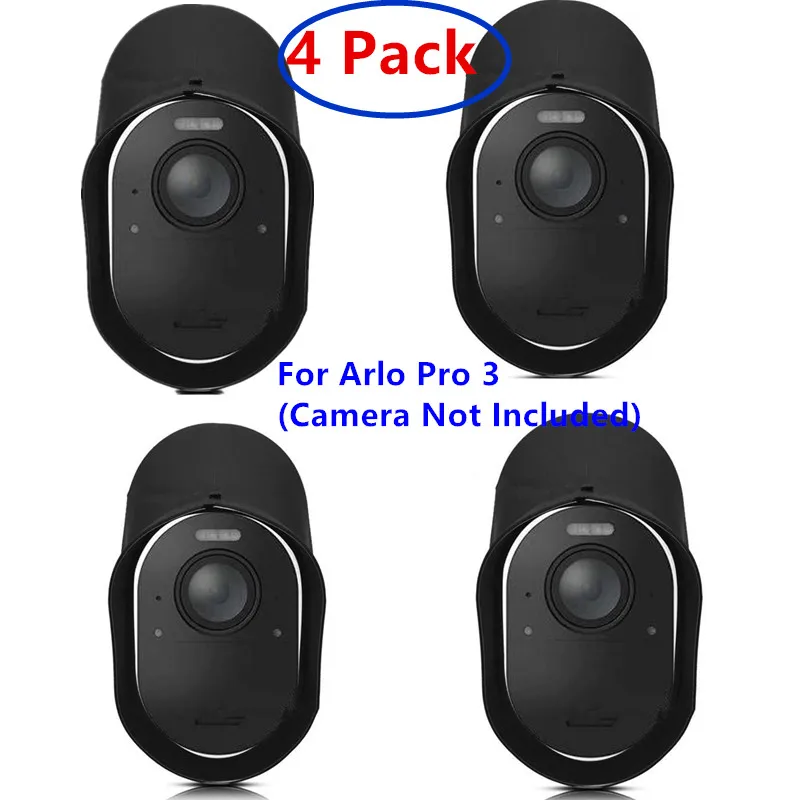 4 Pack Cover Skins for Arlo Pro/2 or Arlo Pro 3/Arlo Go Wireless  Security Camera,Water and UV Resistant,Perfect Fitting(Black_