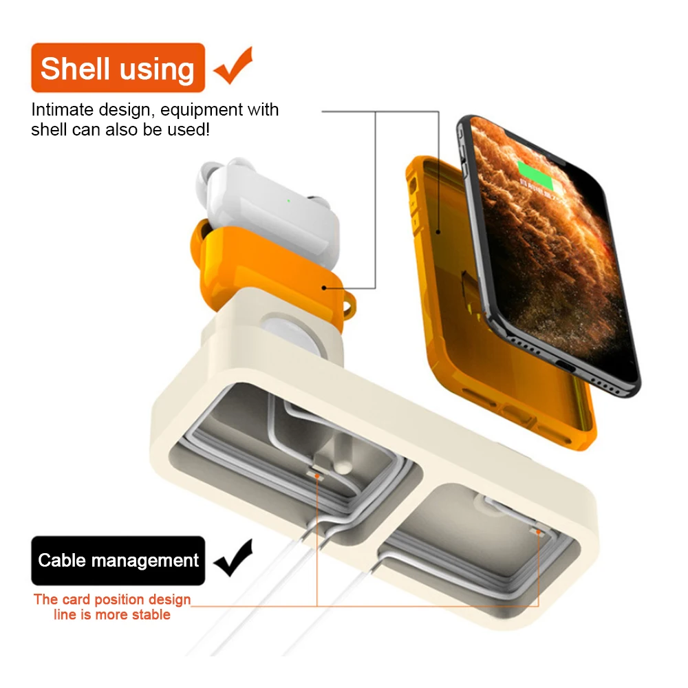 

3 in 1 Phone Charging Stand Silicon Watch Earbuds Charger Dock Station Phone Holder Bracket Charging Base for iPhone 11