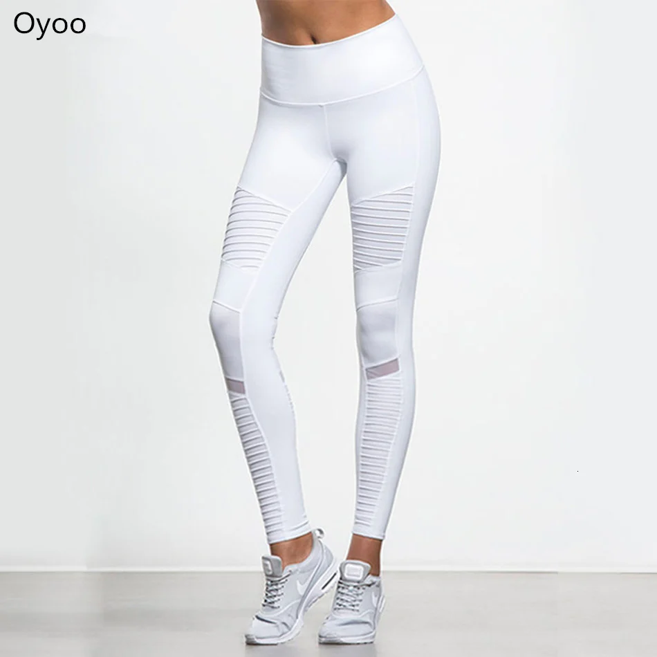 White Flora M женские штаны для йоги с эластичным поясом и сетчатыми вставками, мото леггинсы с высокой талией, белые спортивные Леггинсы для йоги S/m/l Ft025 - Цвет: White