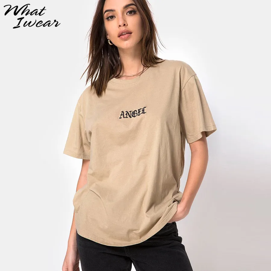 Футболка женская с вышивкой ангела Повседневная модная свободная эластичная