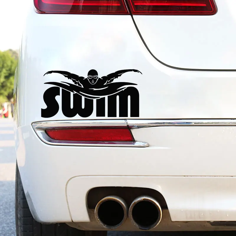YJZT 16CM*7.7CM Swim Player Athletic Sport Creative Car Styling Vinyl Sticker Black/Silver C31-0162 | Автомобили и мотоциклы